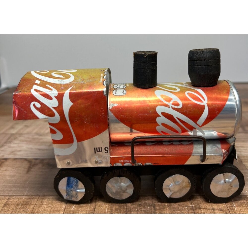 Handcrafted Coca-Cola Can Train Locomotive Model